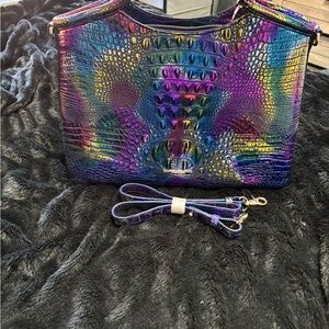 Brahmin Iridescent Crocodile Embossed Shoulder Bag
